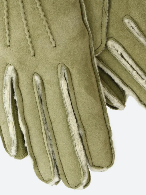 Hot - 4286 Shearling Short Gloves in Green Women Gloves | Belts