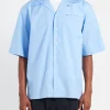 Outlet - Bowling Shirt with Hidden Logo in Iris Blue Button-Ups