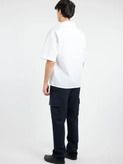 Discount - Bowling Shirt with Hidden Logo in Lily White Button-Ups