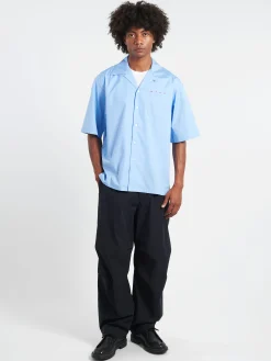 Outlet - Bowling Shirt with Hidden Logo in Iris Blue Button-Ups