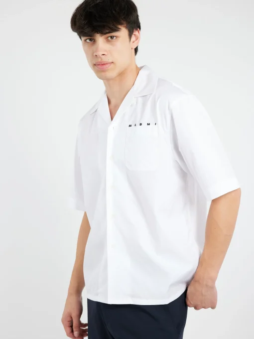 Discount - Bowling Shirt with Hidden Logo in Lily White Button-Ups