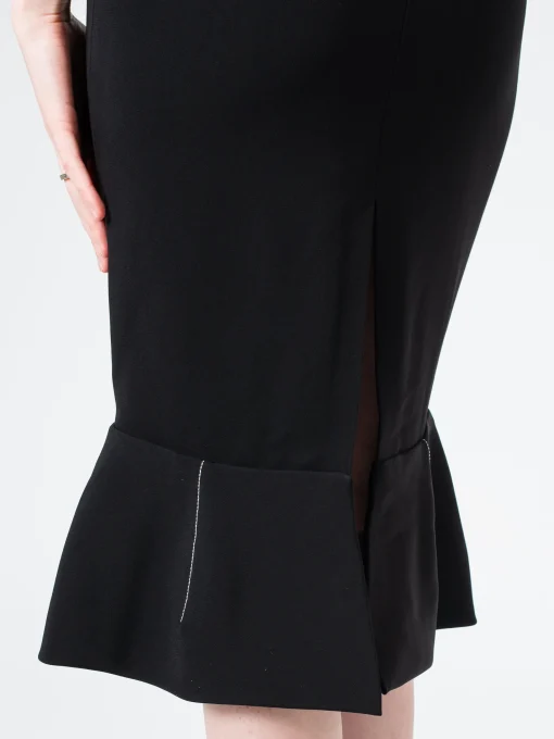 Online - Cady Sheath Dress with Flounce Hem in Black Women Dresses