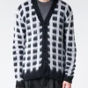 Discount - Checked Mohair Cardigan in Black Knitwear