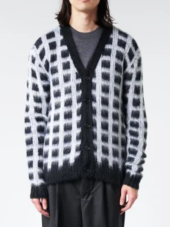 Discount - Checked Mohair Cardigan in Black Knitwear