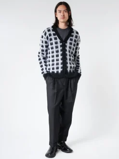 Discount - Checked Mohair Cardigan in Black Knitwear