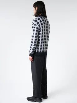 Discount - Checked Mohair Cardigan in Black Knitwear