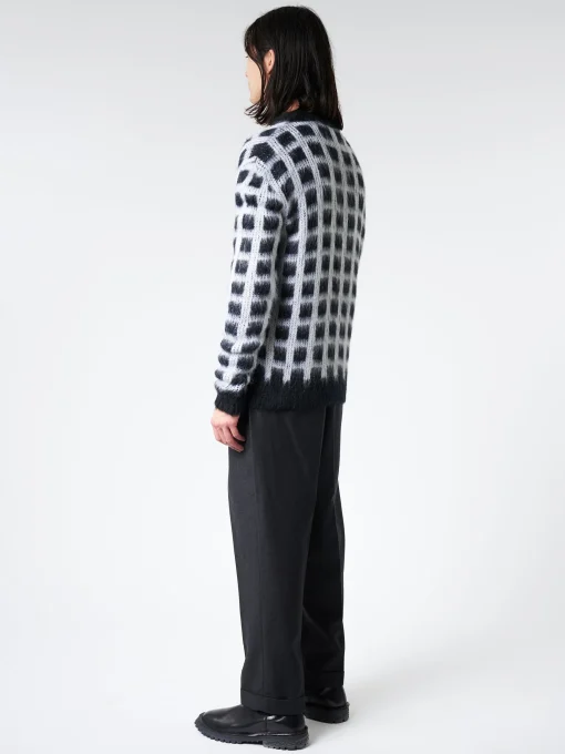 Discount - Checked Mohair Cardigan in Black Knitwear