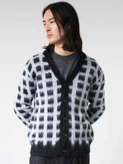 Discount - Checked Mohair Cardigan in Black Knitwear