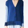 Outlet - Colour-Block Cashmere Cardigan in Illusion Blue Women Tops & Blouses | Knitwear