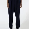 Outlet - Cotton Gabardine Pants in Blue Black Pants