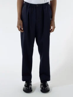 Outlet - Cotton Gabardine Pants in Blue Black Pants