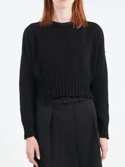 Clearance - Disheveled Cotton Cropped Jumper in Women Tops & Blouses | Knitwear