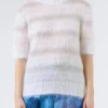 New - Mohair and Wool Striped Top in Natural White Women Tops & Blouses | Knitwear
