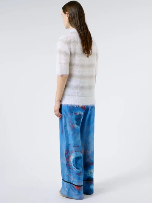New - Mohair and Wool Striped Top in Natural White Women Tops & Blouses | Knitwear