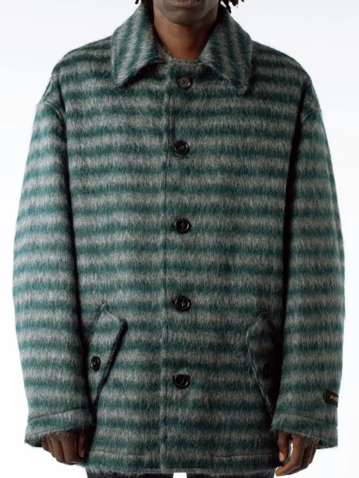 Outlet - Mohair Coat in Spherical Green (Multi) Outerwear