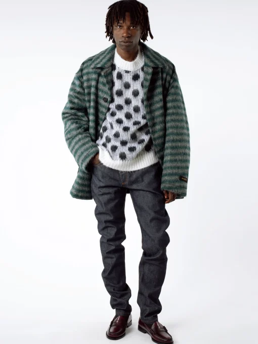 Outlet - Mohair Coat in Spherical Green (Multi) Outerwear