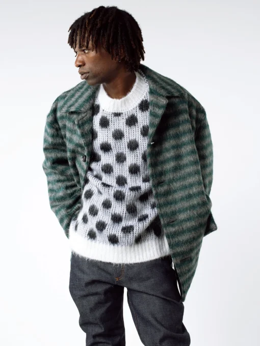 Outlet - Mohair Coat in Spherical Green (Multi) Outerwear