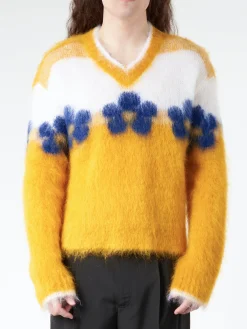 Best - Mohair Jumper with Flowers in Light Orange Knitwear