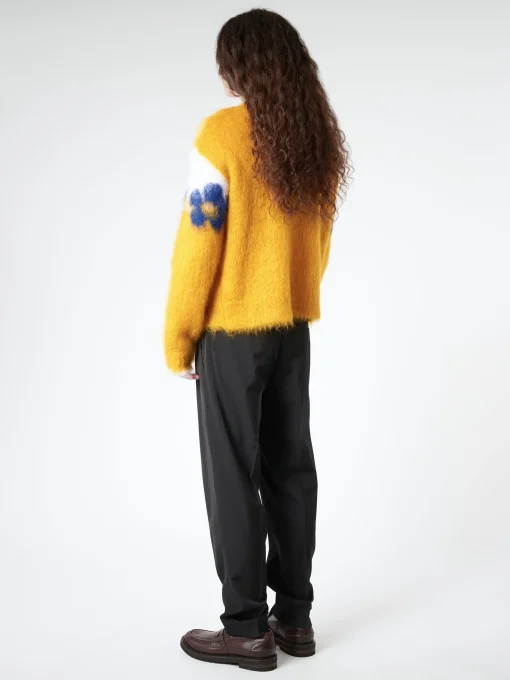 Best - Mohair Jumper with Flowers in Light Orange Knitwear