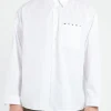 Online - Poplin Shirt with Peeping Logo in Lily White Button-Ups
