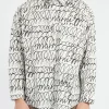 Best - Poplin Shirt with Scribble Motif in Lily White Button-Ups