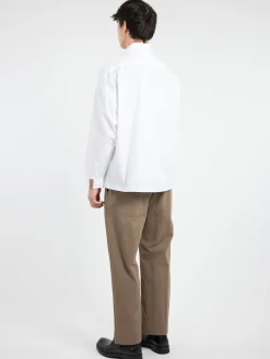 Online - Poplin Shirt with Peeping Logo in Lily White Button-Ups