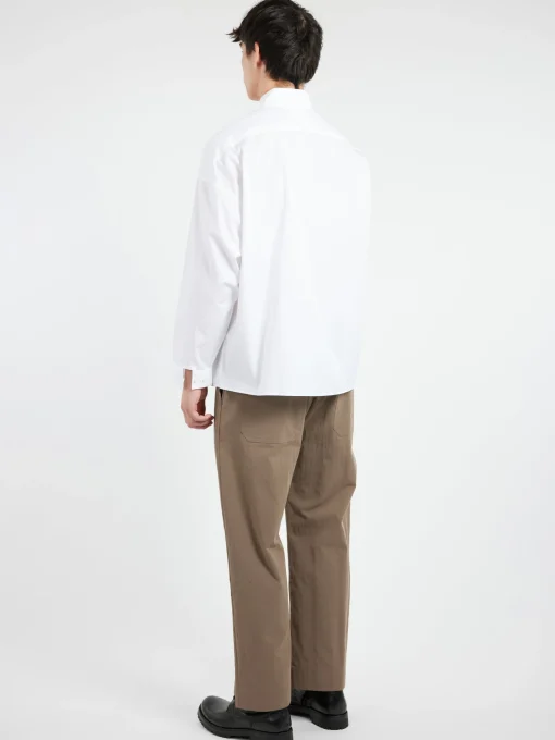 Online - Poplin Shirt with Peeping Logo in Lily White Button-Ups