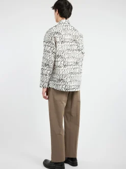 Best - Poplin Shirt with Scribble Motif in Lily White Button-Ups