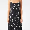 Discount - Silk Slip Dress with Bunch of Hearts Print in Black Women Dresses