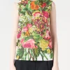 Outlet - Sleeveless Top with Mystical Bloom Print in Acid Green Women Tops & Blouses