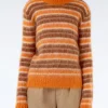 Hot - Striped Mohair and Wool Sweater in Clay Women Tops & Blouses | Knitwear