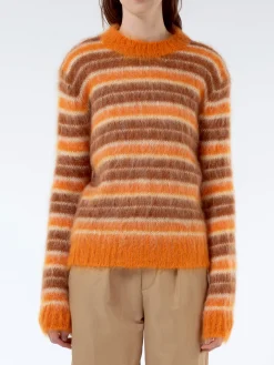Hot - Striped Mohair and Wool Sweater in Clay Women Tops & Blouses | Knitwear