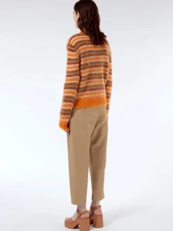 Hot - Striped Mohair and Wool Sweater in Clay Women Tops & Blouses | Knitwear