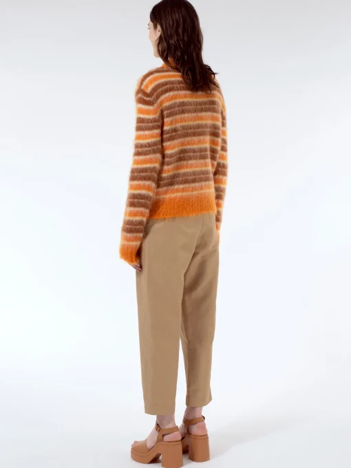 Hot - Striped Mohair and Wool Sweater in Clay Women Tops & Blouses | Knitwear