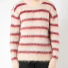 Discount - Striped Mohair Sweater in Tan Knitwear