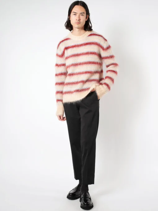 Discount - Striped Mohair Sweater in Tan Knitwear