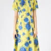 Hot - Taffeta Midi Dress with Idyll Print in Women Dresses