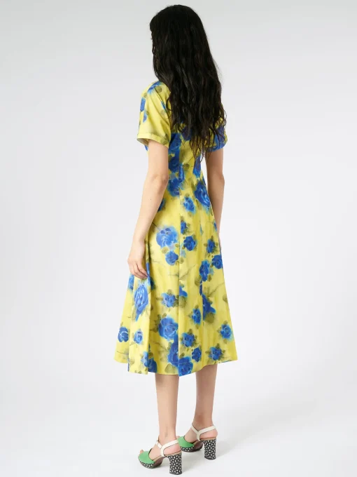 Hot - Taffeta Midi Dress with Idyll Print in Women Dresses