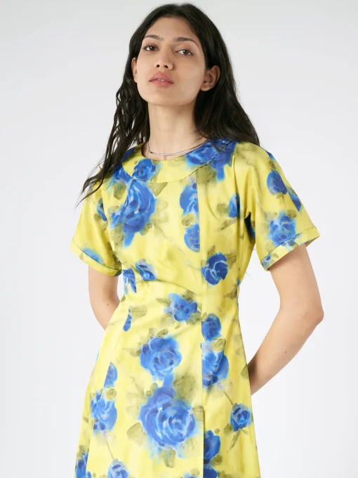 Hot - Taffeta Midi Dress with Idyll Print in Women Dresses