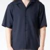 Sale - Tropical Wool Bowling Shirt in Blue and Black Button-Ups