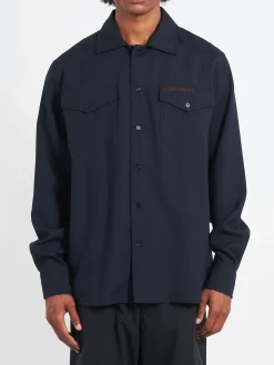 Outlet - Tropical Wool Shirt in Blue Black Button-Ups