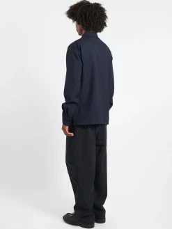 Outlet - Tropical Wool Shirt in Blue Black Button-Ups
