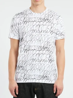 Hot - T-Shirt with Scribble Motif in Lily White T-Shirts