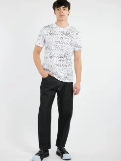 Hot - T-Shirt with Scribble Motif in Lily White T-Shirts