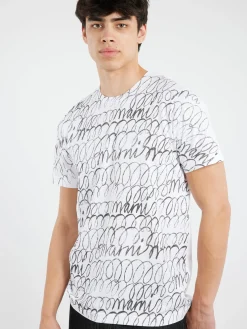 Hot - T-Shirt with Scribble Motif in Lily White T-Shirts