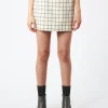 Online - Wool Check Mini Skirt in Stone White Women Skirts