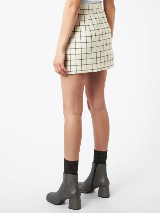 Online - Wool Check Mini Skirt in Stone White Women Skirts