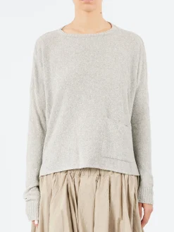 New - YPK003 Crewneck with Pocket in Light Grey Women Tops & Blouses | Knitwear