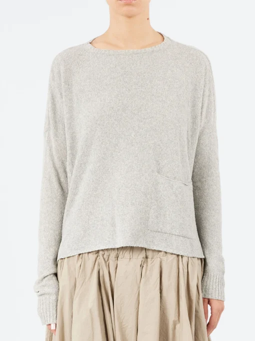 New - YPK003 Crewneck with Pocket in Light Grey Women Tops & Blouses | Knitwear