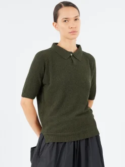 Online - YPK002 Polo in Moss Green Women Tops & Blouses | Knitwear